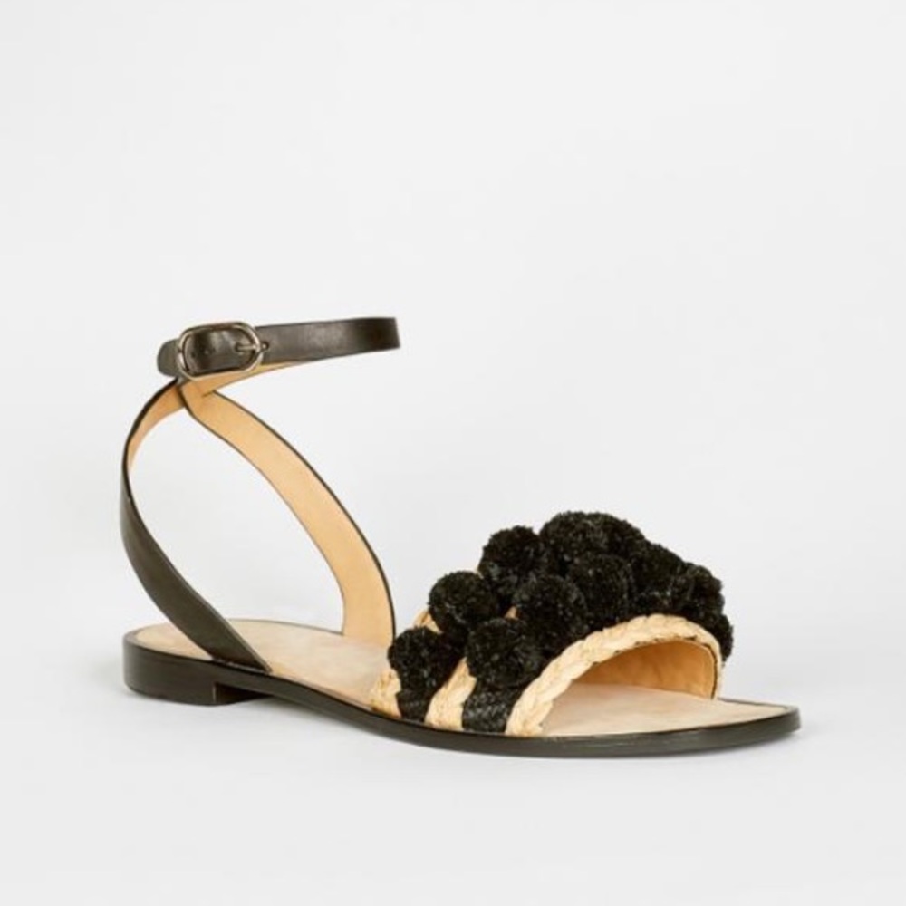 Joie 🖤Paciencia w/ Ankle Strap Leather Pom Pom